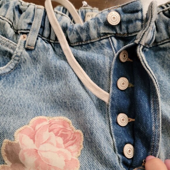 Free People Blue Floral Jean Shorts - Picture 4 of 8